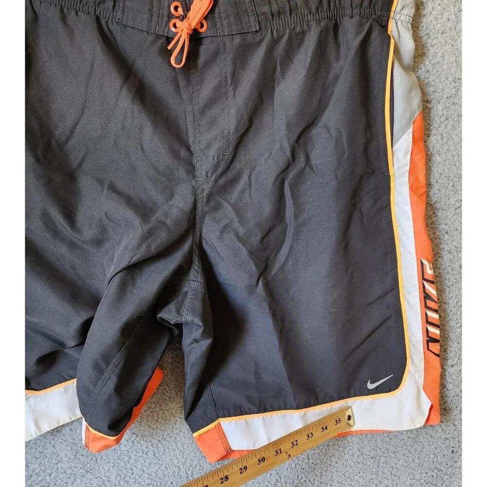 Nike Beach Black &‎ Orange Athletic Lined Board Shorts Swim Trunks Size Large